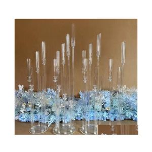 Candle Holders 5Pcs Wedding Decoration Centerpiece Candelabra Clear Holder Acrylic Candlesticks For Weddings Event Party Drop Delive Dhwex