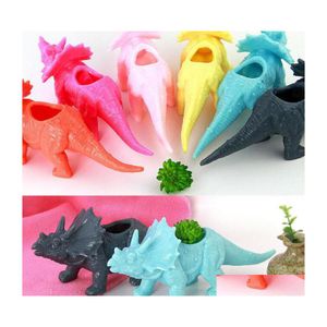 Planters POTS Plastic Dinosaur Animal Flower Pot For Cactus Succent Plant Bonsai Container Planter Garden Decoration ZC1536 Drop D DHD02