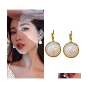 Hoop Huggie Fashion Jewelry Colorf Mermaid Hime Faux Pearl Earring Niche Design Ear Clip Earring Drop Delivery Dhynv