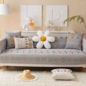 Stoelhoezen Chenille Sofa Cushion Non-Slip Fabric Four Seasons Universal Cover Targe Jacquard Ethnic Style