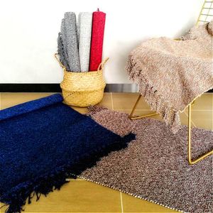 Carpets Cotton And Linen Tassel Hand Woven Carpet Floor Mat Door Bedroom Tapestry Decorative Blanket Tea Living Room Area Rug