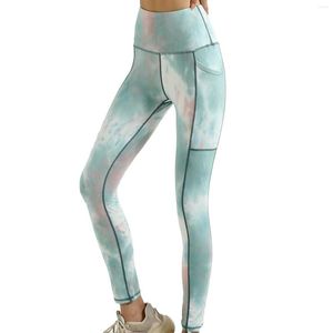 Pantaloni attivi Leggings Skin Touching Nude Pocket Vita alta Fitness Tie Dye Hip Lifting Tightyoga Sheer Yoga Running Sport