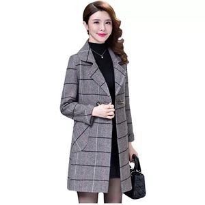 Misto lana da donna Autunno L-5XL Casaco Feminino Abrigos Mujer Ampio misto cashmere Lana Capispalla Cappotto femminile Cappotti invernali Plaid B800