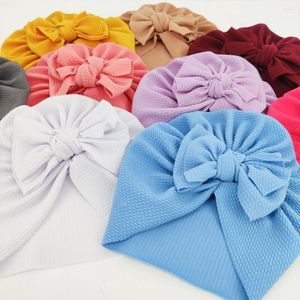 Şapkalar büyük yay düğüm bebek pamuk headwrap şapka türban kızlar için sıcak kışlık Beanies yürümeye başlayan bebek kızak çocuk chapeau