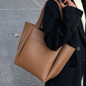 Evening Bags Solid Color Shoulder Side 2023 Winter Trend Simple Large Capacity Handbags And Purses Lady Designer PU Leather Totes