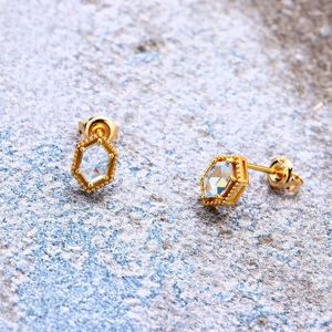 Stud Earrings LAMOON Natural Topaz For Women Vintage Gemstone Earring 925 Sterling Silver K Gold Plated Jewelry Accessories