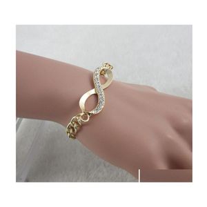 Charm Bracelets Charming Jewelry Rhinestone Infinity Chain Bracelet Drop Delivery Dhc85