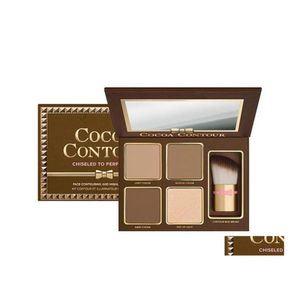 Cień do powiek Drop Cocoa Contour Kit 4 kolory Bronzery Rozświetlacze Paleta pudrów Nude Color Shimmer Stick Kosmetyki Chocolate Eyeshado Dhepw