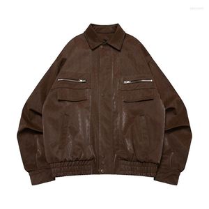 Jackets masculinos Hip Hop Vintage Leather Artlewear Harakuju Motorcycle Casual Outwear Casuais para Macho Loose Fit