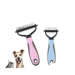 Hund Grooming Pets Beauty Tools p￤ls knutsk￤rare Shedding Tool Pet Cat Hair Removal Comb Borste Dubbelsidiga produkter ZXF81 DROP DELIVE DHHKO