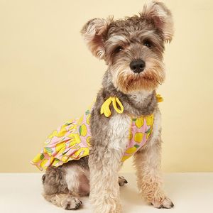 Dog Apparel Cawayi Kennel Summer Cute Dresses For Dogs Cats Pet Sling Skirt Fruit Print Clothes Small Cat Dress D2312