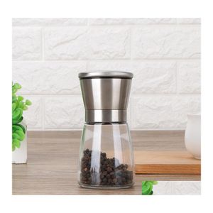 Mills Stainless Steel Pepper Grinder Manual Salt Kitchen Spice Sauce Waist Shape Glass Shakers Drop Delivery Home Garden Dining Bar Dhetx