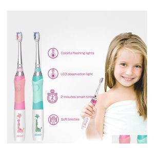 Evidenziatori abbronzanti Seago Spazzolino elettrico sonico per bambini per 312 anni Batteria Led Spazzolino da denti per bambini Sostituzione timer intelligente H Dhf0B