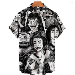 Camisas casuais masculinas 2023 Designer sexy 3D Dread Man Pattern Fashion Street Trend Retro Style Tops de manga curta