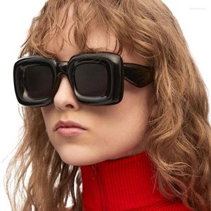 Sunglasses MOKDUFF Retro Y2K Square Women Candy Color Shades UV400 Fashion Designer Men Red Yellow Unique Large Sun Glasses