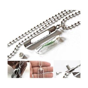 Anhänger Halsketten 2 stücke Glasfläschchen für Reis Schmuck Wirting Name Machen Sie einen Wunsch Kupferflasche Blutfläschchen Halskette Kit DIY Drop Lieferung Otfup