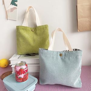 Shoppingpåsar för kvinnor corduroy handväskor återanvändbar lunch casual tote kvinnlig handväska dukväska droppe