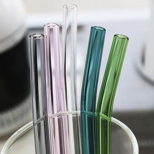 Handmade Colored Glass Straw ECOfriendly Household Glass Pipet Tubularis Snore Piece Tube Bend Reusable Drinking Straw Bar Drinking Tool