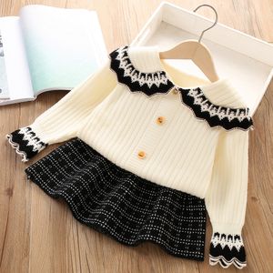 어린이 소녀 의류 세트 봄 2pcs 긴 소매 아이 아기 공주 스웨터 탑과 치마 생일 학교 유니폼 옷