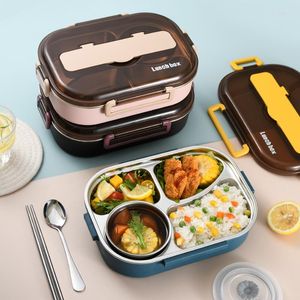 Geschirr-Sets, Mikrowellen-Lunchbox, Edelstahl-Aufbewahrungsbehälter, für Kinder, Kinder, Schule, Büro, tragbare Bento-Tasche