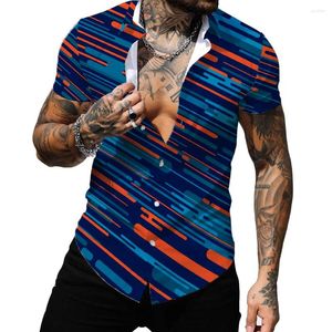 Men's Casual Shirts Men's Clothing Fashion Flower Snake Skin And Geometric Pattern Printed Single Collar Short Sleeve Cardigan Shirt For
