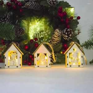 Noel Süslemeleri Küçük Led Ahşap Ev Ağacı Kapalı Parti Yatak Odası Tatil Dekorasyonu için Süsler Asılı Süsler