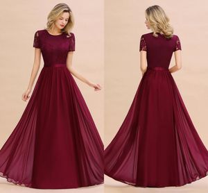 Real Photos Burgundy Lace Chiffon Bridesmaid Dresses A Line Jewel Neck Cap Sleeve Formal Women Occasion Evneing Prom Gowns Mother Dress Custom Made BM0831