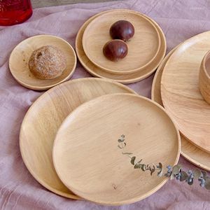 Тарелка круглой бич деревянный поднос в японском стиле хранение тарелка Пографии для чайных закуски для чая с закусками