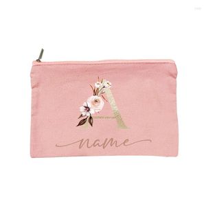 Cosmetic Bags Golden Dead Leaves Letter Bag Portable Makeup High Quality Women For Storing Things Necessaries