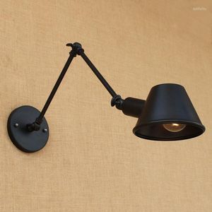 Wandlampen iwhd Golden Vintage LED LED LIGE Antike Wandlamp Retro Swing Long Arm Lampe Edison Leuchten Loft Industrial Style