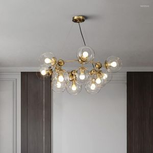 Lampadari moderni illuminazione lampadario lucente lampade per la sala da pranzo di lusso in vetro o oro nero lampada a sospensione Lampade da cucina.