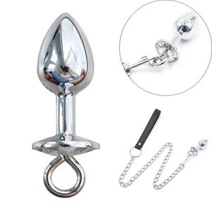 Sex Toy Massager Rostfritt stål Anal Plug Butt Stopper med kedjespelprodukter Anus Toys BDSM Bondage For Women Men