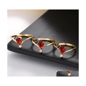 Cluster Ringe Gold Geburtsmonat Stein für Frauen Mädchen Edelstahl Colorf Zirkon Bands Ring Finger Zubehör Schmuck Größe 6 7 8 Dhbwc