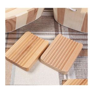 Tvål diskar trä naturligt bambufack hållare förvaring rack platta lådor container bärbara badrum tvålar maträttsförvaring lådan inventering dh39y