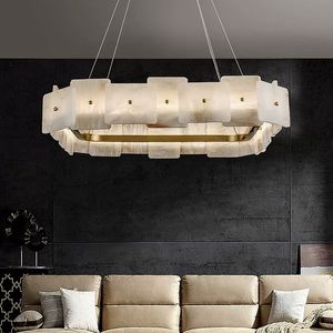 Lâmpadas de mármore moderno lâmpadas americanas lâmpadas pendentes de lâmpada cheia de luxo europeu lâmpada pendurada em casa decoração de iluminação interna Art Deco Square Droplight