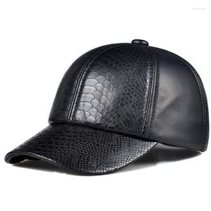 Ball Caps Vintage Black Genuine Leather Men Hat Golf Baseball Cap Women Gentleman Winter Snapback Sheepskin Casquette Trucker Hats