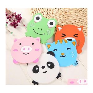 Mats Pads Sile Dining Table Placemat Coaster Kitchen Accessories Mat Cup Bar Mug Cartoon Animal Panda Frog Cat Pig Drink Drop Deli Dhbrb