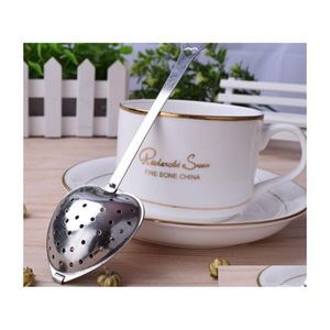 Coffee Tea Tools Lovely Heart Shape Stainless Steel Infuser Ball Resuable Spoon Strainer Steeper Handle Shower Cute Filter Drop De Dhprv