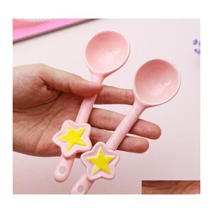 Cups Saucers Cute Dream Pink Purple Girl Heart Star Ceramic Spoon Dessert Rice Soup Magic Wand Dormitory Home Drop Delivery Garden Dhki9