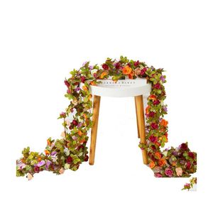 Ghirlande di fiori decorativi 250 cm Ghirlanda di Natale artificiale di rose per la decorazione della stanza di casa di nozze Primavera Autunno Giardino Arco Fai da te Dhtgy