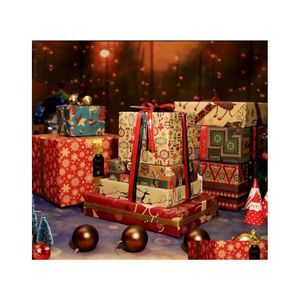 Packing Paper Christmas Wrap Sheets Xmas Kraft Snowflakes Classical Plaid Tree Stripes And Merry Gift Supplies Drop Delivery Office Otn9Y