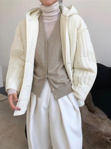 Kvinnors trenchrockar hstar bomullsskadade kläder Kvinnors vinter japansk stil varma lata quiltade huva löst jacka 2023
