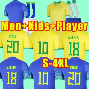 3XL 4XL 2022 2023 Brezilya futbol formaları MARCELO PELE PAQUETA NERES COUTINHO FIRMINO JESUS VINI JR 22 23 Brezilya futbol forması kadın taraftarlar oyuncu versiyonu deplasmanda