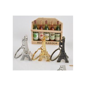 Keychains Lanyards Cool Retro France Paris Eiffel Tower Model S￶t Mini Car Bag Keychain Keyring KeyFob f￶r Unisex Lover Drop Deli Oteh5