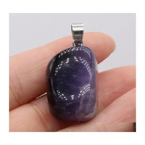 Pendant Necklaces Natural Stone Gem Amethyst Handmade Crafts Diy Charm Necklace Jewelry Accessories Exquisite Gift Making For Woman Dh8Kl