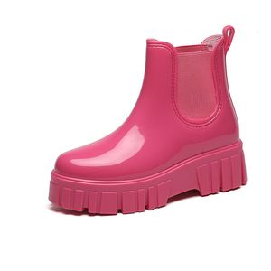 Botas de chuva plataforma feminina jardim galoshes impermeável borracha fêmea sapatos não -lips de pesca sapatos de água 230114