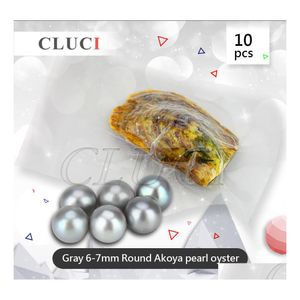 Perlen Cluci 10 Stück graue vakuumverpackte 67 mm runde Akoya-Perlen in Austern-Sier-Farben Salzwasserperlen-Austern Wp087Sb T200507 Drop Deliv Dhfgn