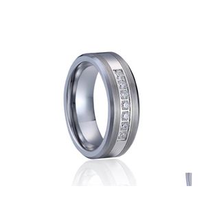 Ringas de cluster Large para mulheres Tungst￪nio Bandas de casamento Love Alliance Ladies Cubic Zirconia Diamond Promise Promise Casais Drop Deliver dhp7g