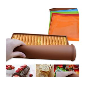 Baking Pastry Tools Non Stick Sile Mat Mti Function Swiss Roll Dough Pad Anti Skid Rec Kitchen Accessories Healthy Drop Delivery H Dhbjr