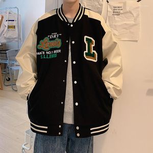 Herrjackor herr baseball uniform jacka amerikansk retro broderirockar 2023 street hip hop tung industri par trend lös